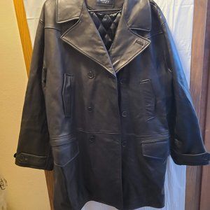 TURNBURY MEN'S XL LEATHER LONG JACKET BLACK